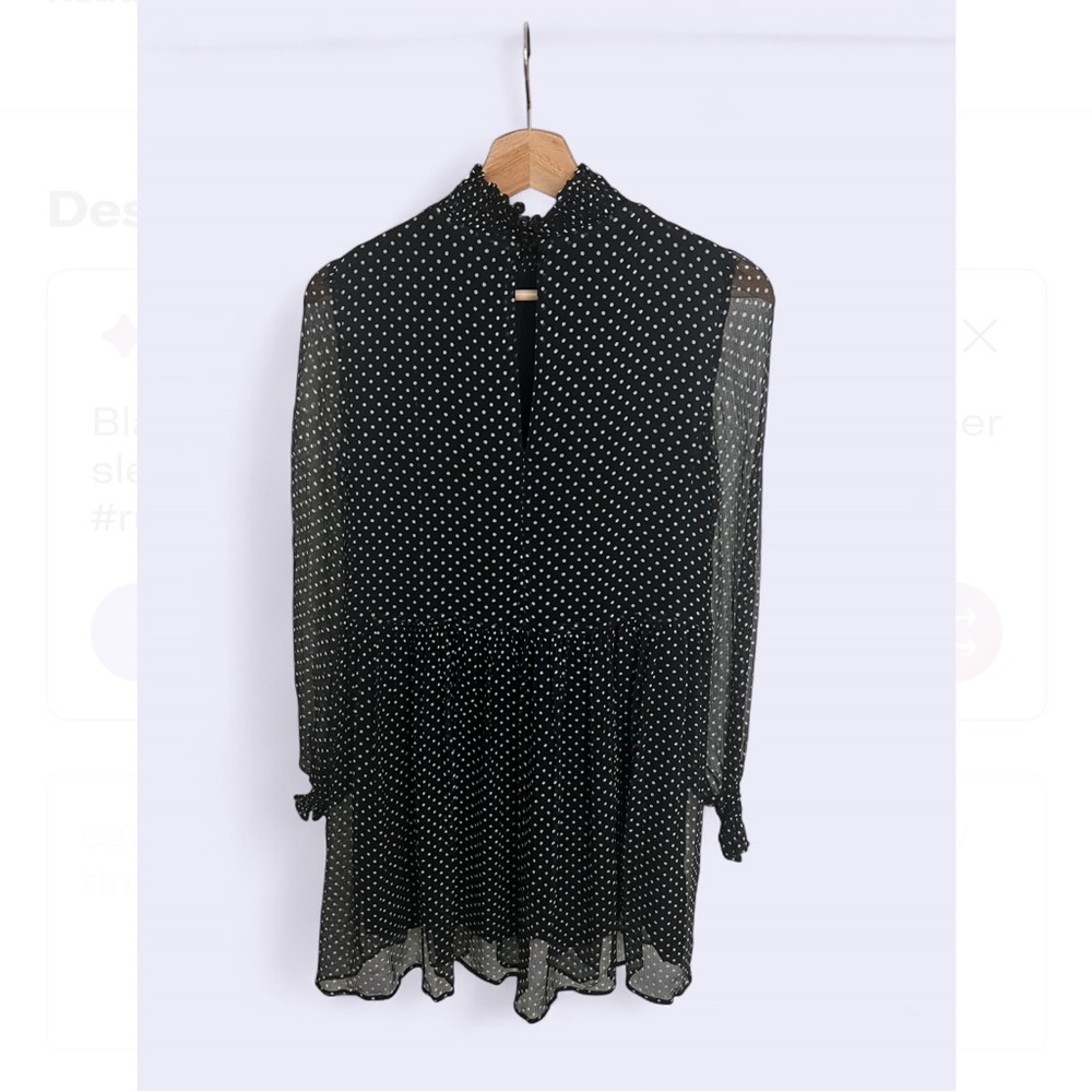 Sezane Olivia dress, silk black and white polka dots size 34 EUC - Picture 6 of 9